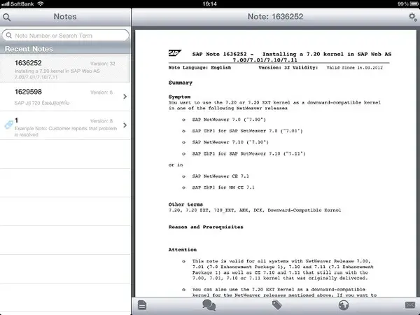 SAP Note Viewer for iPad